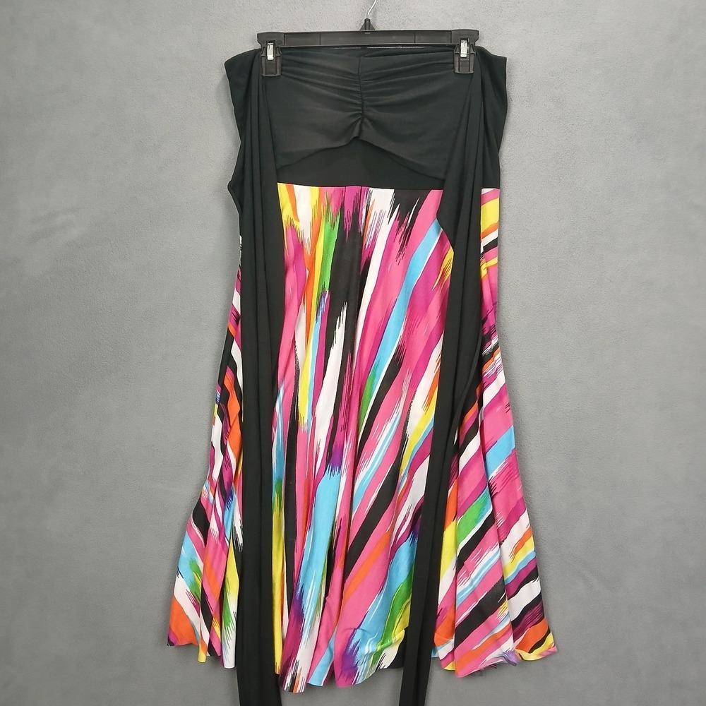 Catalina Convertible Cover Up Dress Womens 1X(16W) Neck Tie Brushstroke Print